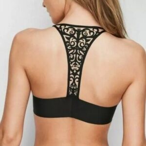 Victoria Secret Black Lace Paisley Racerback Bra Size 32 C